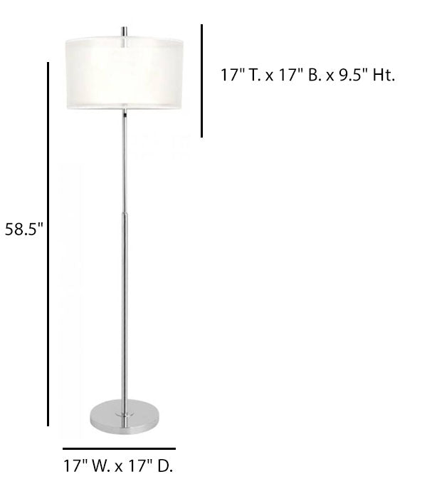 Brushed Chrome Floor Lamp with Silver Organza Shade – HLHF6028