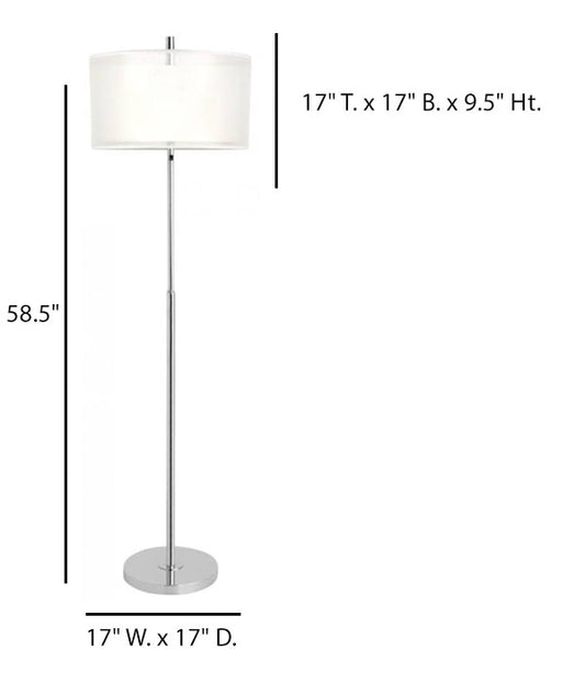 Brushed Chrome Floor Lamp with Silver Organza Shade – HLHF6028