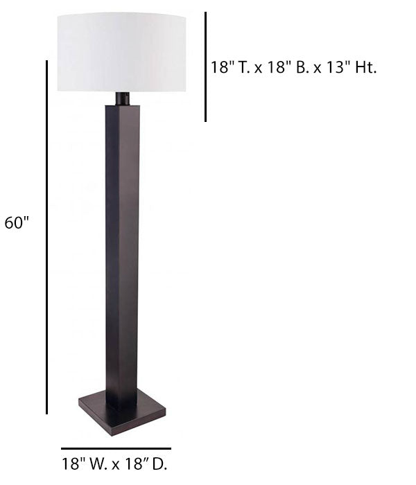 Espresso Floor Lamp with White Linen Shade – HLHF6030