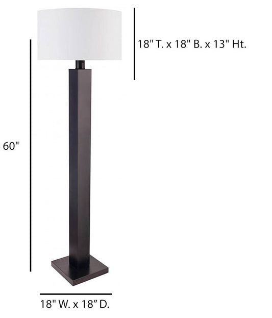 Espresso Floor Lamp with White Linen Shade – HLHF6030