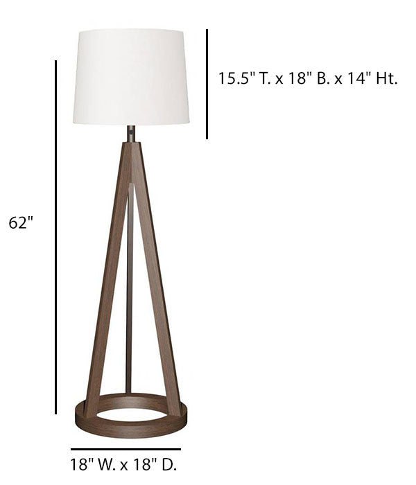 Chestnut Woodline Floor Lamp with White Linen Shade – HLHF6040