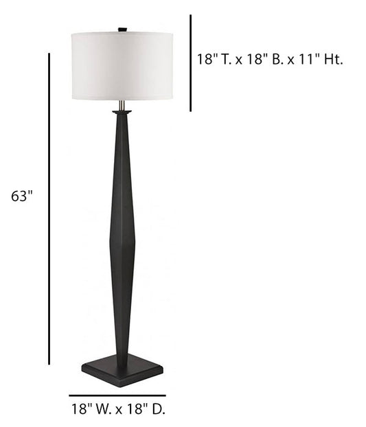 Espresso & Brushed Nickel Floor Lamp with White Linen Shade – HLHF6042