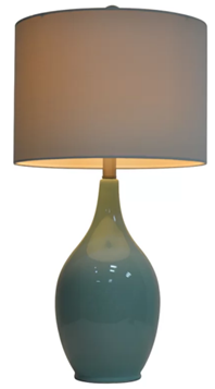 White Ceramic Table Lamp with White Linen Shade & Polished Nickel Accents – HLHT7026