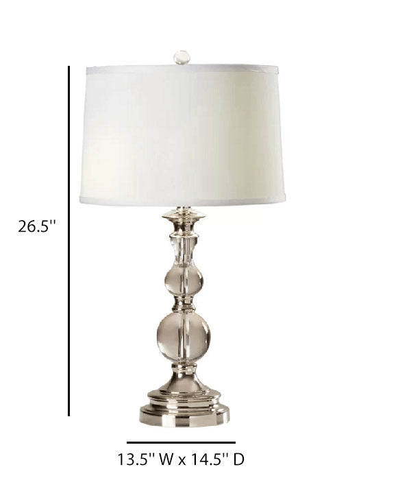 Crystal Table Lamp with White Linen Shade – HLHT7031