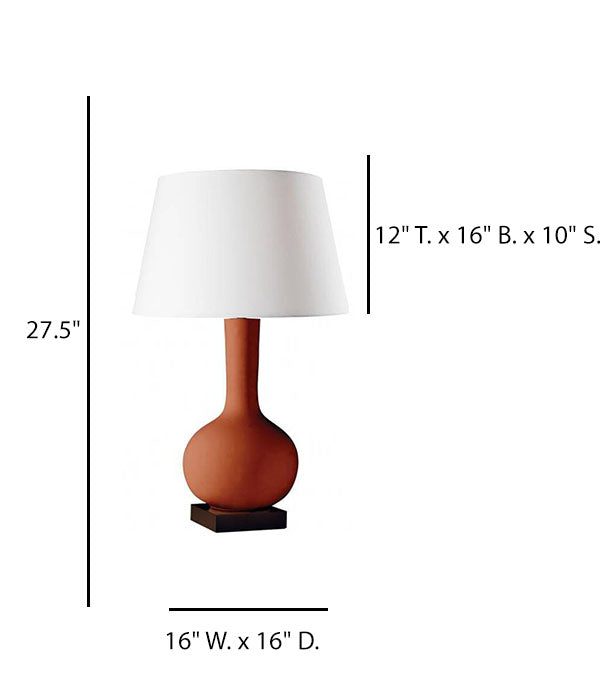 Matte Pumpkin-Espresso Ceramic Table Lamp with Cream Linen Shade – HLHT7036