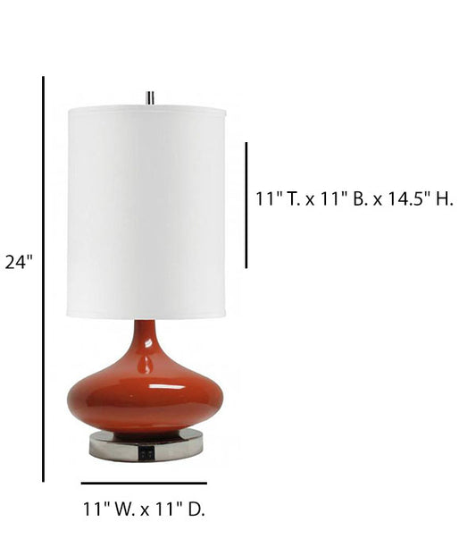 Candy Apple Rust Ceramic Table Lamp with White Linen Shade – HLHT7040
