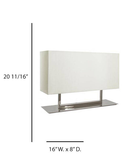 Polished Stainless Steel Table Lamp with White Linen Shade – HLHT7042