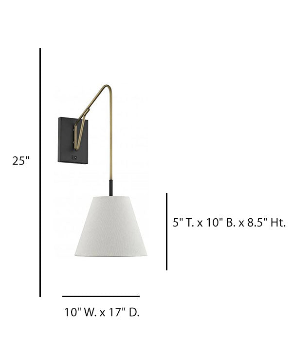 Matte Black & Brushed Brass Table Lamp with Ivory Linen Shade – HLHT7044