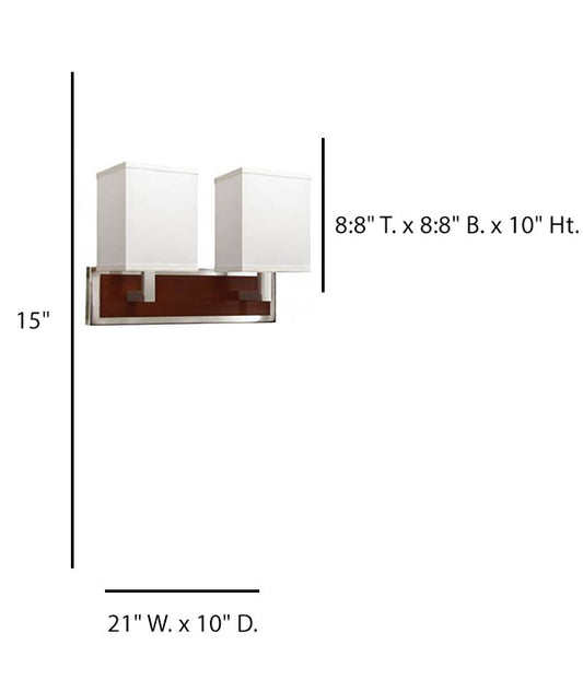 Dark Cherry & Brushed Nickel Headboard Wall Lamp with Cream Linen Shade – 13W Each (HLHT7050)