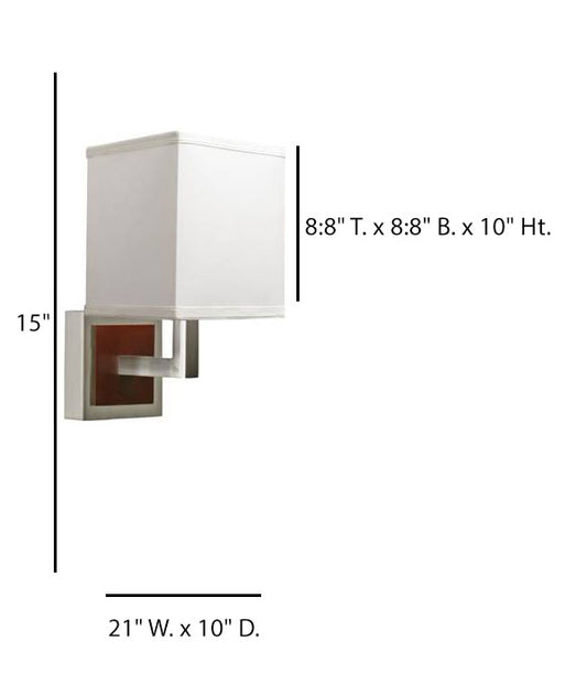 Dark Cherry & Brushed Nickel Headboard Wall Lamp with Cream Linen Shade – 13W Each (HLHT7051)