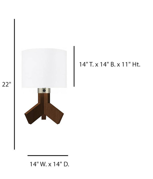 Walnut Heights Table Lamp with White Linen Shade – HLHT7054