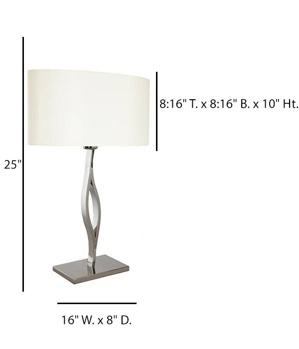 Polished Stainless Steel Table Lamp with Cream Linen Shade – HLHT7061