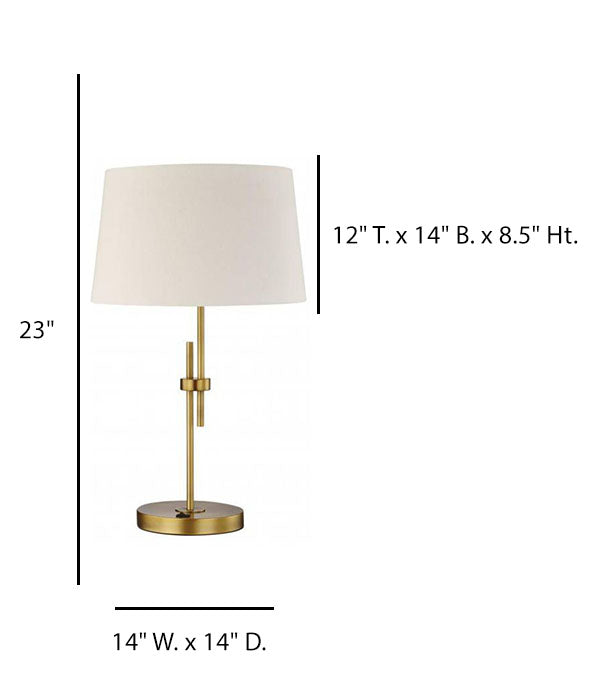 Brushed Brass Table Lamp with Ivory Linen Shade – HLHT7063