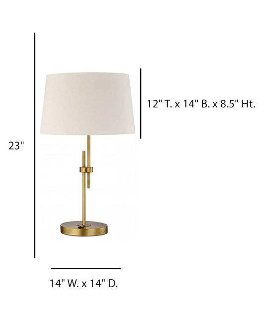 Brushed Brass Table Lamp with Ivory Linen Shade – HLHT7063