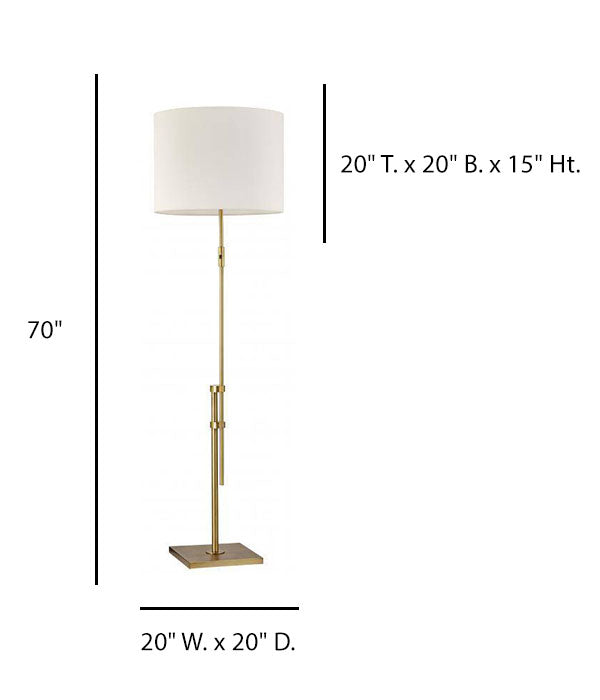 Brushed Brass Floor Lamp with Ivory Linen Shade – HLHT7064