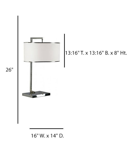 HLHT7069 Polished Chrome Table Lamp with Cream Linen Shade – Dual Light 26” Modern Accent Lamp