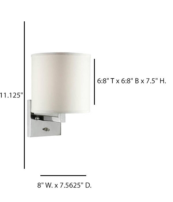 Polished Chrome Headboard Wall Lamp with Cream Linen Shade – 13W (HLHT7070)