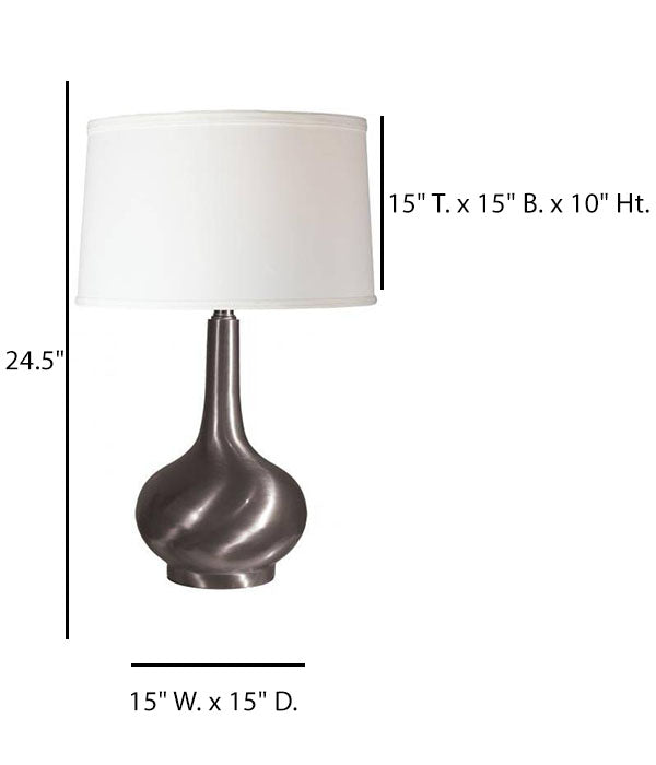 HLHT7082 Faux Nickel Table Lamp with White Linen Shade – 24.5” Contemporary Accent Lighting