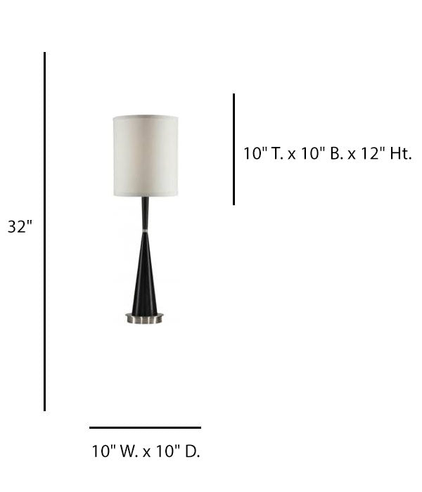 HLHT7092 Espresso & Brushed Nickel Table Lamp – 32” Slim Modern Accent Lamp