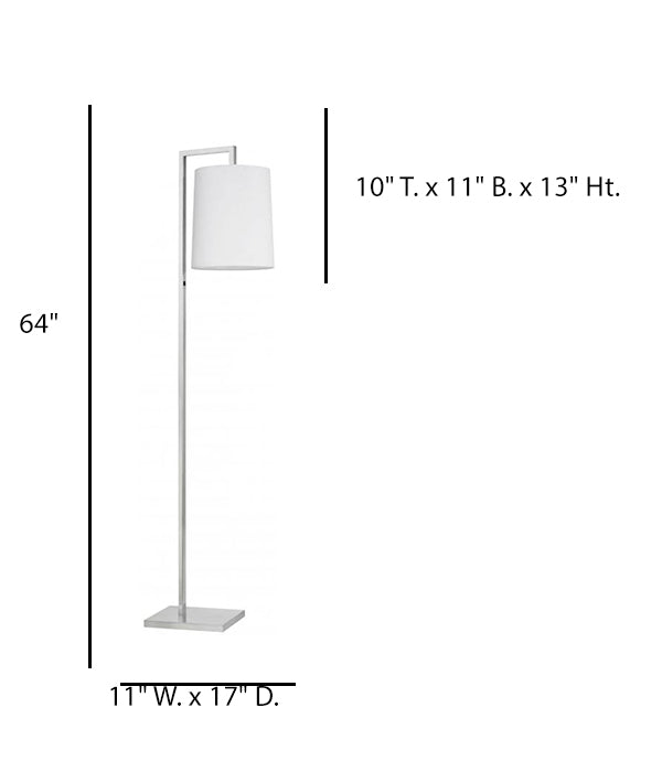 Brushed Chrome Floor Lamp with White Linen Shade – HLHW10023