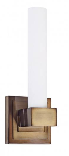 Light Brushed Bronze LED Wall Sconce with Clear-Frosted White Shade – HLHW10104
