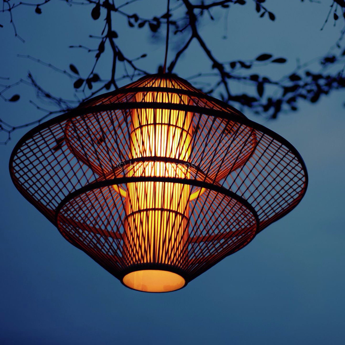 Luna Wooden Rattan Pendant Lamp – Matte Black Hanging Ceiling Light