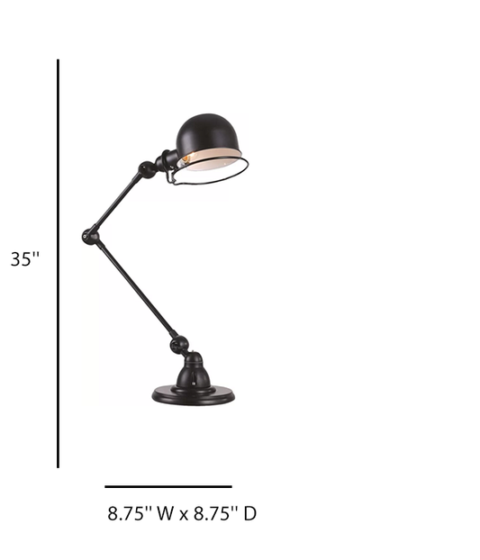 Black Metal Table Lamp – Sleek Modern Design, 35" H x 8.75" W