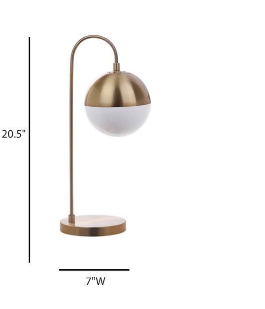 Opal Matte Acrylic Table Lamp with Brass Stem – Modern Design, 20.5" H x 9.75" W