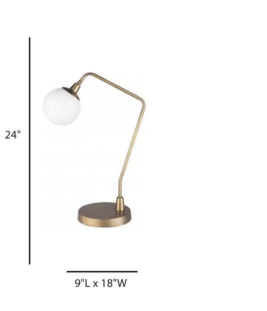 Opal Matte Acrylic Table Lamp with Brass Stem – Contemporary Design, 9" L x 18" W x 24" H