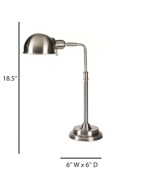 Metallic Table Lamp with Matching Metal Stem – Modern Compact Design, 18.5" H x 6" W x 6" D