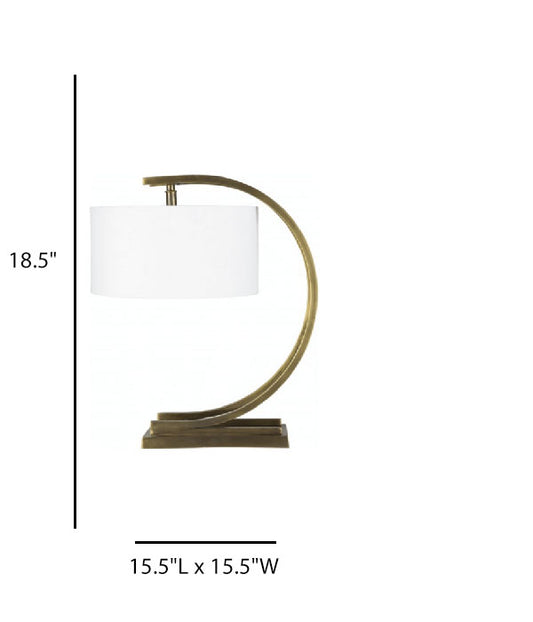 Antique Bronze Table Lamp with White Linen Shade – HLRT16023