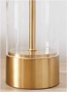 White Linen Table Lamp with Satin Gold Finish – HLRT16035