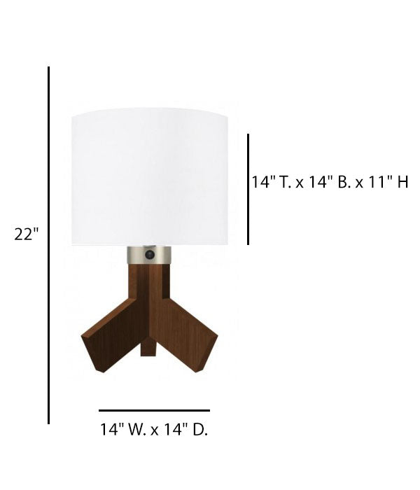 HGI Bloom Scheme Desk Lamp – Walnut & Brushed Nickel with White Linen Shade