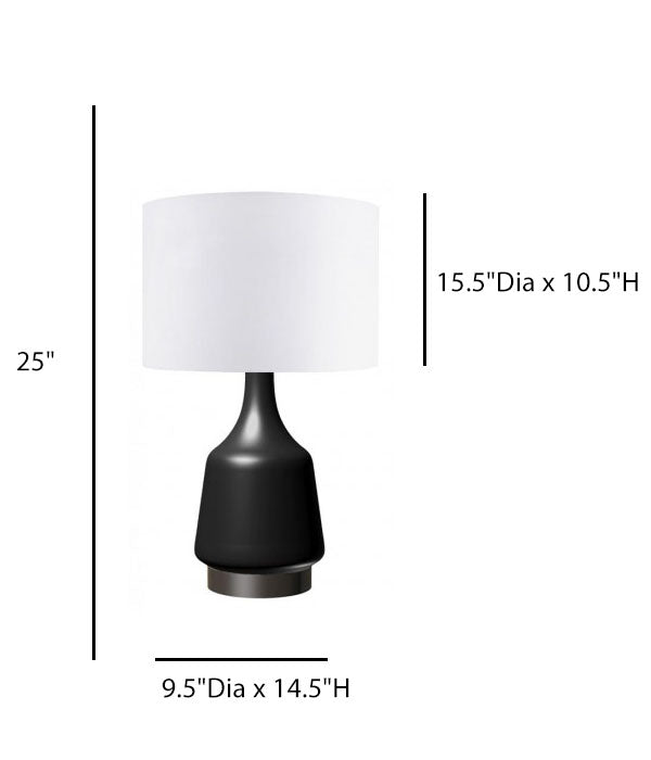 Home2 Suites Chelsea Table Lamp – Black Resin Base with Bronze Hardware & Linen Drumshade
