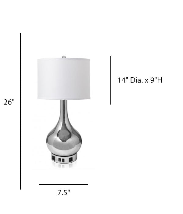 Table Lamp for La Quinta Inn – Polished Chrome with White Linen Drum Shade