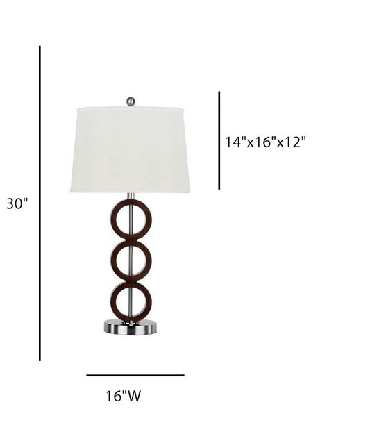 Guest Room Table Lamp – Painted Wood Body with Satin Nickel Base and White Linen Shade