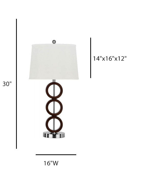 Guest Room Table Lamp – Painted Wood Body with Satin Nickel Base and White Linen Shade