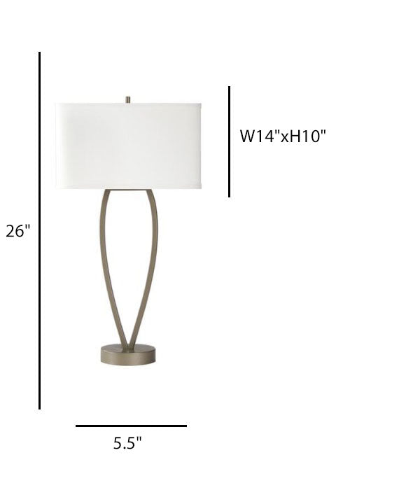 Bedside Table Lamp for Hotel – Satin Nickel Metal Base with White Linen Shade
