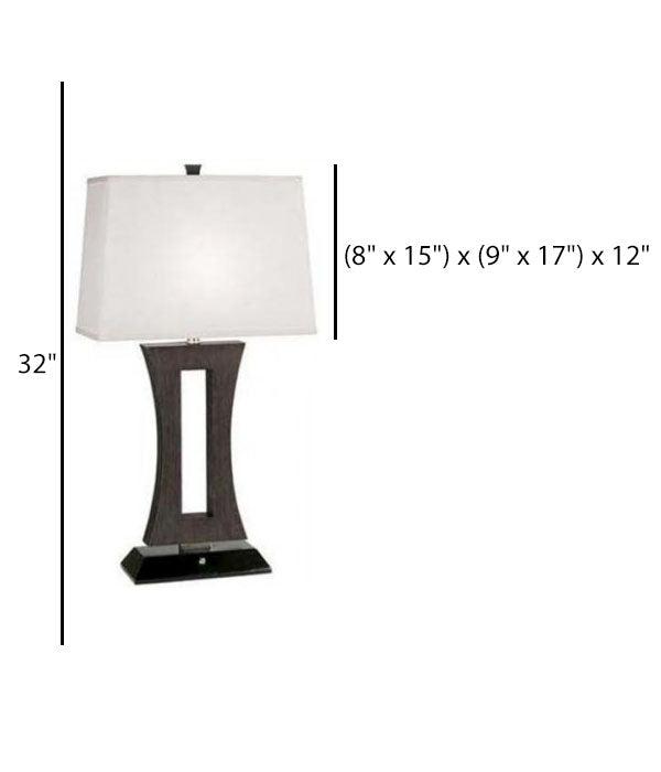 Espresso/Black Table Lamp for Holiday Inn Urban – White Hardback Shade with Wood & Metal Base