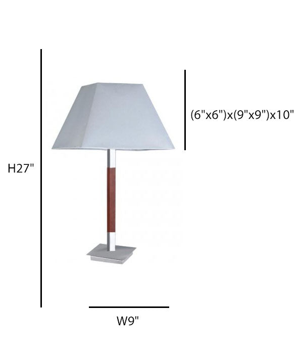 HLTL156104 Hotel Guestroom Bedside Table Lamp – 27” Wood Body with Satin Nickel Base & White Linen Shade