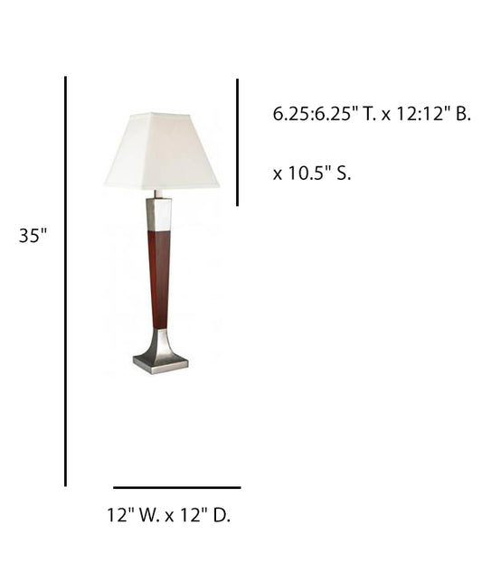 Warm Cherry Brushed Nickel Floor Lamp with Cream Linen Shade – HLW10007