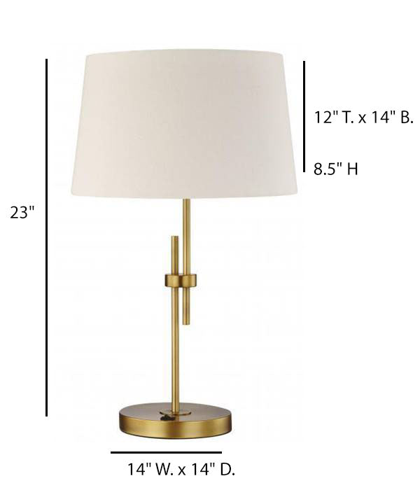 Modern Table Lamp – HLW10059, Brushed Brass with Ivory Linen Shade