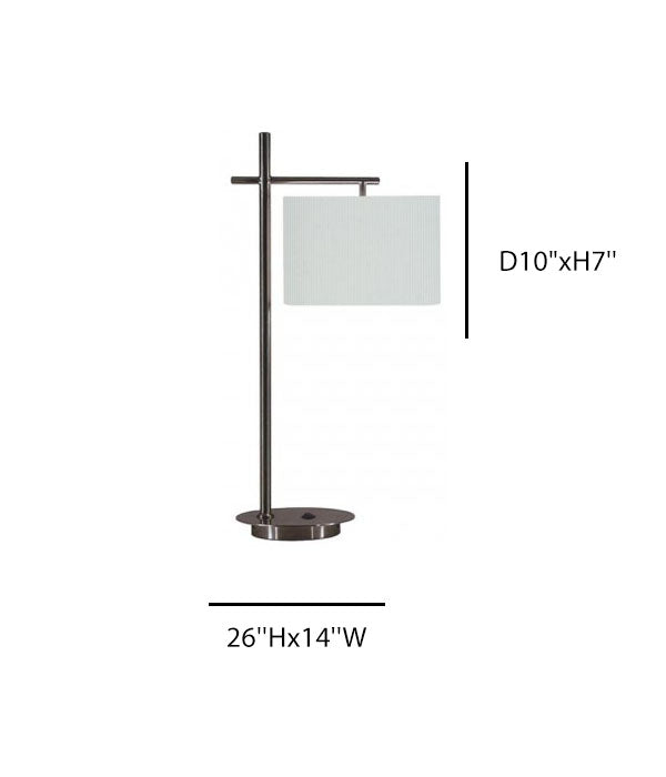 Desk Lamp for Holiday Inn Revive – Satin Nickel Base with White Linen Drum Shade