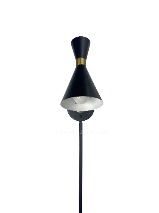 Hourglass Wall Lamp – Rotatable Metal Shade with Brass Accents, Wall-Mounted Bedside Light