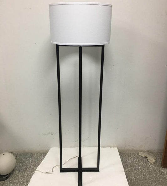 Delta Hotel Modern Floor Lamp – Antique Bronze with White Linen Drum Shade