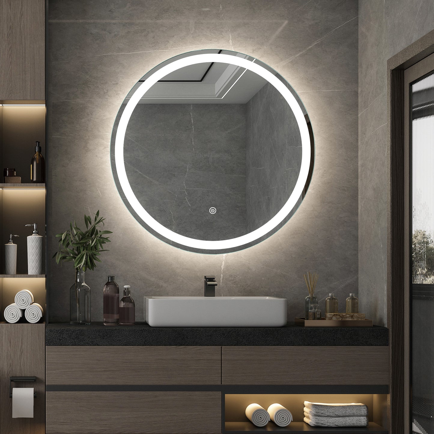 LED Bathroom Mirror with Single Touch Switch & 3 Color Temperature | HLLEDMSTS-2564