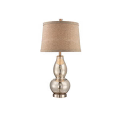 King Brushed Nickel Nightstand Lamp with Off-White Linen Shade