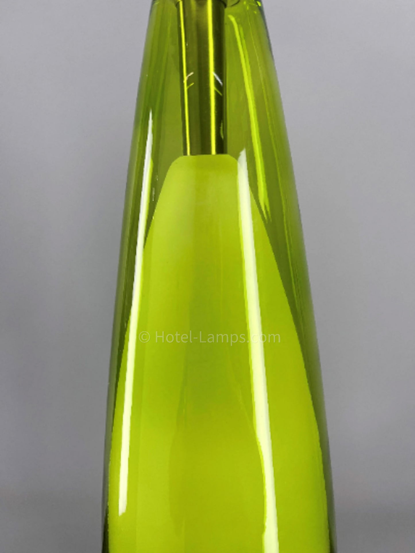 Lime Green Glass Flute Pendant Lamp – Brushed Nickel with White Diffuser