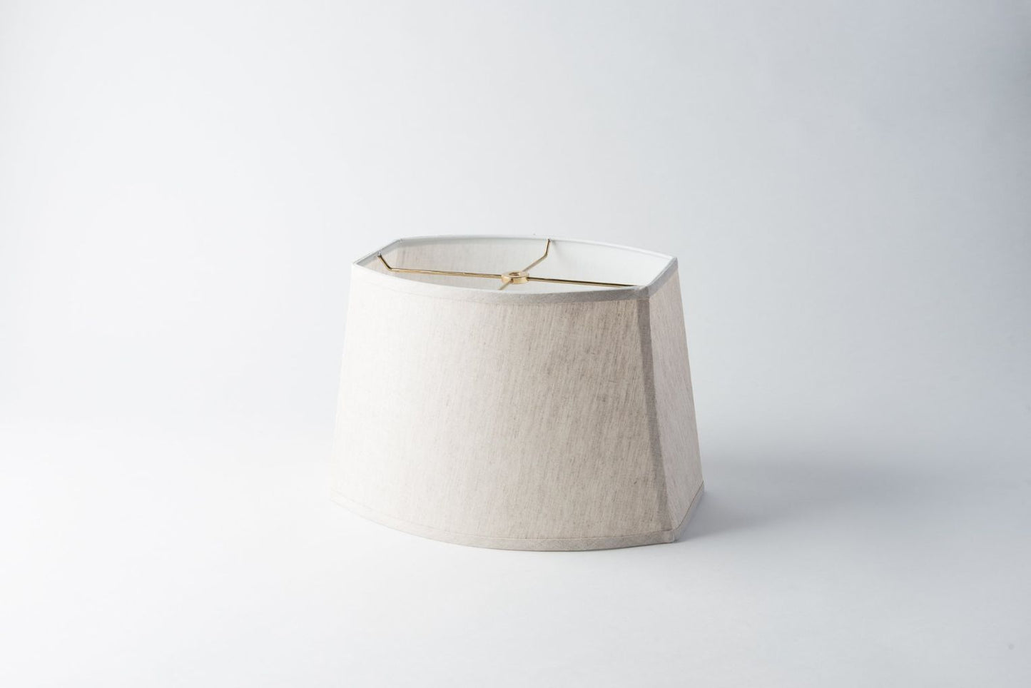 Linen Chipped Oval Lamp Shade – Oatmeal Fabric with Rolled Edges, Hardbacked