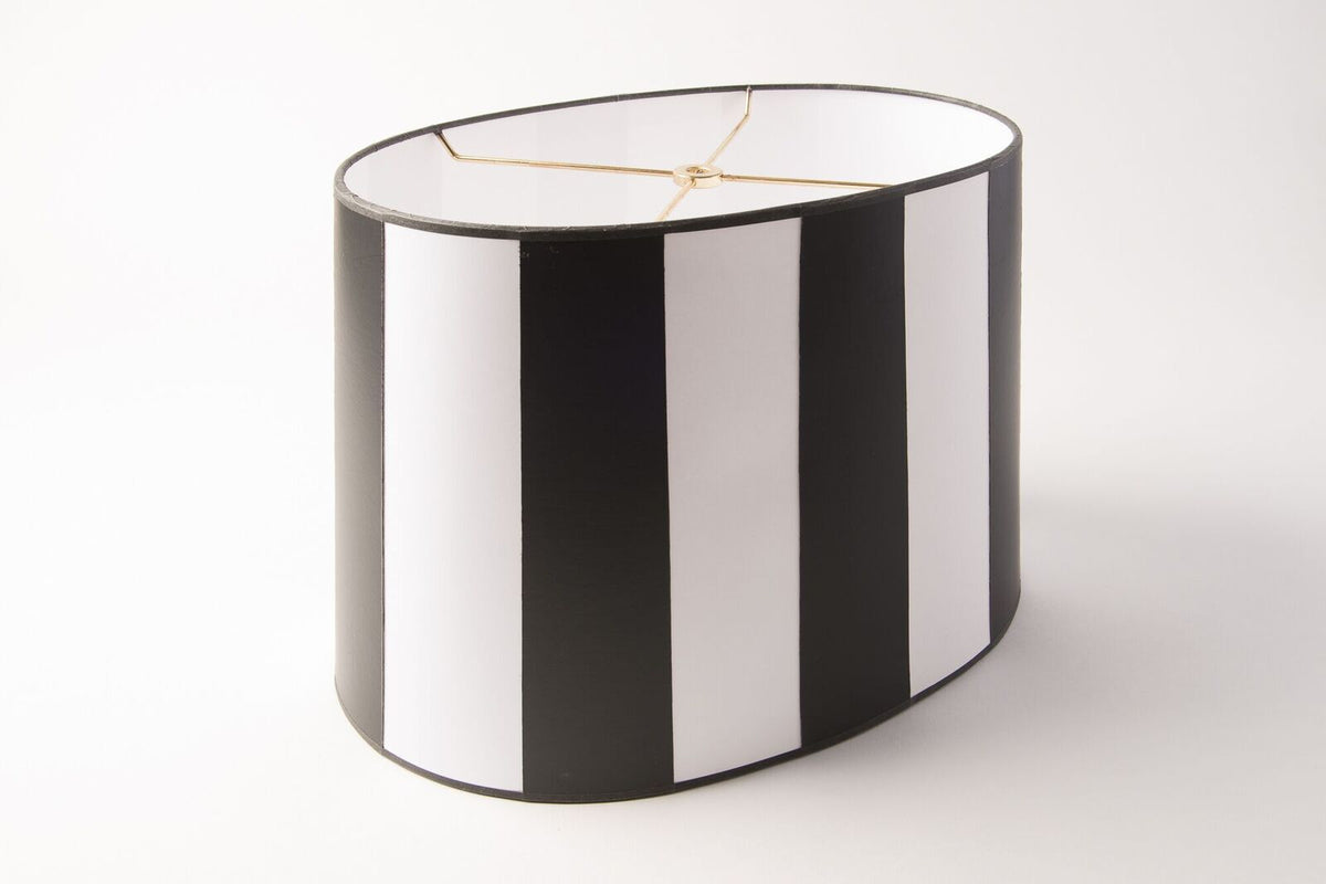 Oval Lamp Shade – Black and White Stripe, Soft-Sided